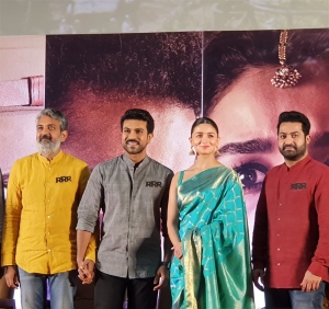 SS Rajamouli, Jr NTR, Alia Bhatt, Ram Charan @ RRR Chennai Press Meet Photos