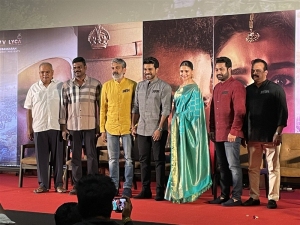 NV Prasad, GKM Tamil Kumaran, SS Rajamouli, Jr NTR, Alia Bhatt, Ram Charan, DVV Danayya @ RRR Chennai Press Meet Photos