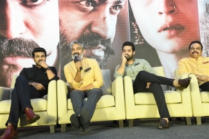 Ram Charan, SS Rajamouli, Jr NTR @ RRR Movie Press Meet Stills