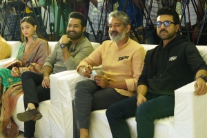 Alia Bhatt, Jr NTR, SS Rajamouli, Ram Charan @ RRR Movie Press Meet Stills