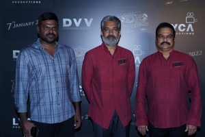 G.K.M.Tamil Kumaran, SS Rajamouli, D.V.V.Danayya @ RRR Movie Uyire Song Release Stills