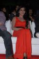 Actress Samantha in Red Orange Color Sleeveless Long Dress