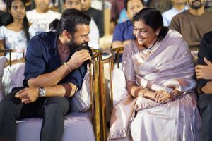 Sai Dharam Tej mother Vijaya Durga @ Sambarala Yeti Gattu Carnage Launch Event Stills