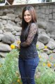 Sana Khan in Black Top & Jeans