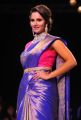 Sania Mirza Photos in Blue & Gold Kanjeevaram Saree