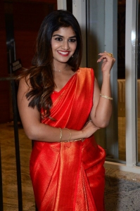 Actress Sanjana Anand in Orange Red Saree Pictures