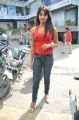 Actress Sanjana in Red Color Sleeveless Dress and Jeans