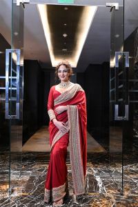 Actress Seerat Kapoor Red Saree Pictures @ Manamey Pre Release