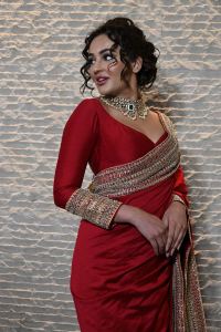 Manamey Movie Actress Seerat Kapoor Red Saree Pictures