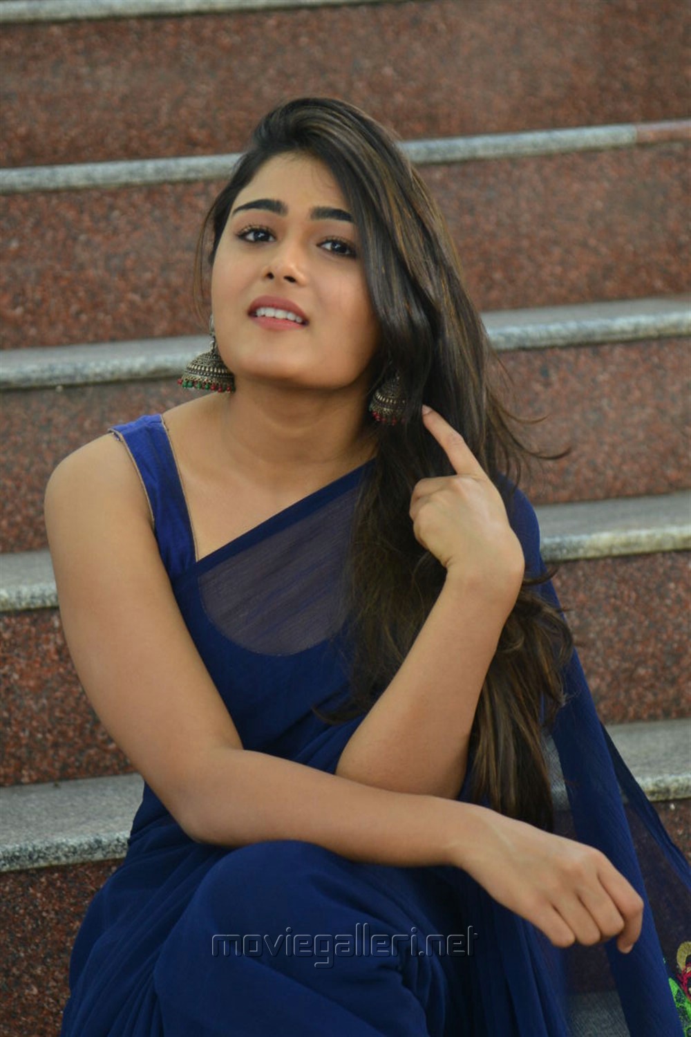 Actress Shalini Pandey Blue Saree Photos Jwala Movie Opening