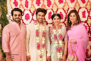 Ram Charan, Upasana Kamineni Konidela @ Sharwanand Rakshita Reddy Engagement Photos