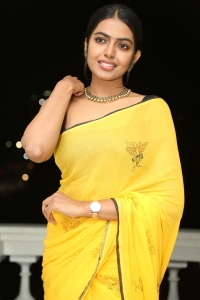 Shivani Rajashekar Yellow Saree Stills @ Jilebi Press Meet
