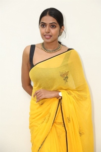 Shivani Rajashekar Yellow Saree Stills @ Jilebi Press Meet