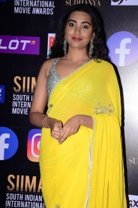 Telugu Actress Shivathmika Rajashekar Yellow Saree Photos