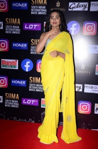 Actress Shivathmika Rajashekar Yellow Saree Photos @ SIIMA 2021