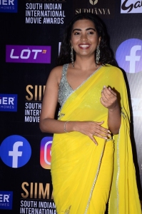 Actress Shivathmika Rajashekar Yellow Saree Photos @ SIIMA 2021