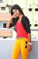 Telugu Actress Sravani Stills in Red Top & Yellow Pant