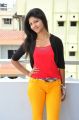 Telugu Actress Sravani Stills in Red Top & Yellow Pant