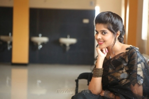 Telugu Actress Sravya Black Saree Photos