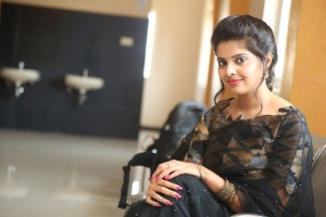 Telugu Actress Sravya in Black Saree Photos