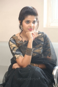 Telugu Actress Sravya in Black Saree Photos
