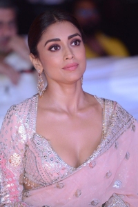 Actress Shriya Saran Saree Pics @ Kabzaa Title Song Launch