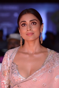 Actress Shriya Saran Saree Pics @ Kabzaa Title Song Launch