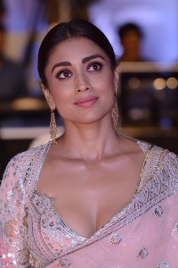 Actress Shriya Saran Saree Pics @ Kabzaa Title Song Launch