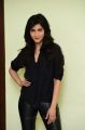 Actress Shruti Hassan in Black Relaxed Shirt & Tight Leather Pants