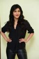 Actress Shruti Hassan in Black Shirt & Leather Jeans Photos