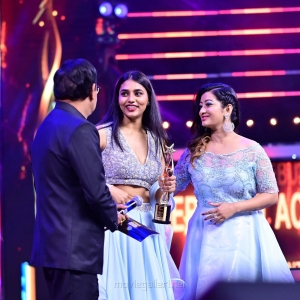 Sapthami Gowda won Best Debutant Actress (Kannada) award for the movie Popcorn Monkey Tiger movie @ SIIMA Awards 2021