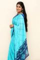 Anchor Sonia Chowdary Blue Saree Images @ KS 100 Teaser Launch