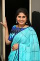 Telugu Anchor Sonia Chowdary Images in Blue Designer Saree