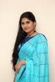 Telugu Anchor Sonia Chowdary Images in Blue Designer Saree