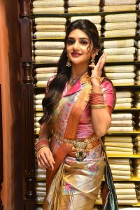 Actress Sreeleela Saree Photos @ Kukatpally CMR Family Mall Launch