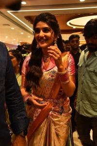 Actress Sreeleela Saree Photos @ Kukatpally CMR Family Mall Launch