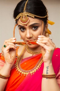 Anchor Sreemukhi Half Saree Photoshoot Images