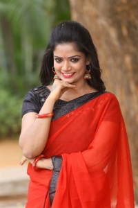 Vetaadutha Movie Actress Srujana Red Saree Stills