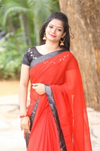 Vetaadutha Movie Actress Srujana Red Saree Stills