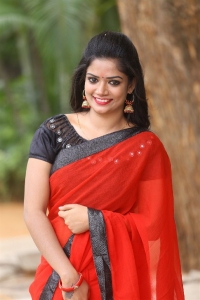 Vetaadutha Movie Actress Srujana Red Saree Stills