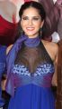 Sunny Leone Hot Photos in Blue Halter Gown