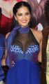 Sunny Leone Hot Photos in Blue Halter Gown