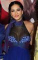 Sunny Leone Hot Photos in Blue Halter Gown