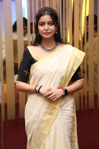 Actress Colours Swathi Saree Pics @ Month Of Madhu Trailer Launch