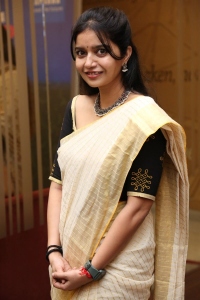 Actress Colours Swathi Saree Pics @ Month Of Madhu Trailer Launch