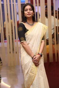 Actress Colours Swathi Saree Pics @ Month Of Madhu Trailer Launch