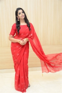 Anchor Syamala Red Saree Pics @ Love Story Success Meet