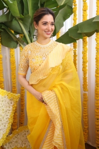 Actress Tamanna Saree Photos @ Bhola Shankar Movie Launch