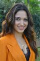 Actress Tamannaah Bhatia Pics in Dark Orange Suit @ Next Enti Movie Interview