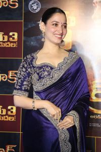 Baak Movie Heroine Tamannaah Bhatia Blue Saree Photos